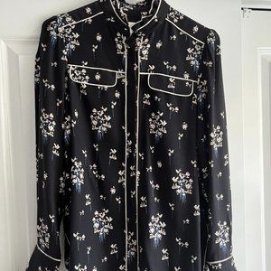 2017 ERDEM X H&M Women’s Black Floral Silk Blouse Size 6 - excellent condition